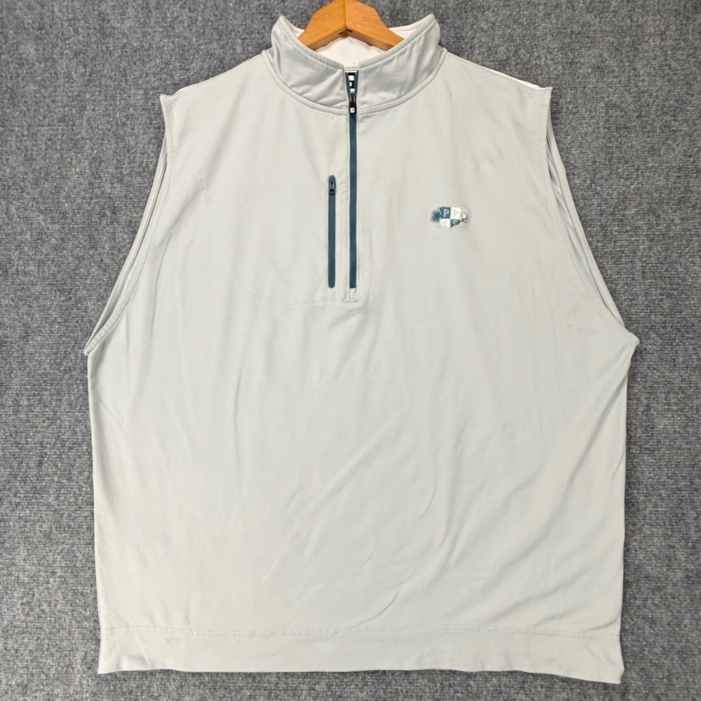 FootJoy Golf Vest Men's XXL White Blue Palmetto Pine Country Club Quarter Zip